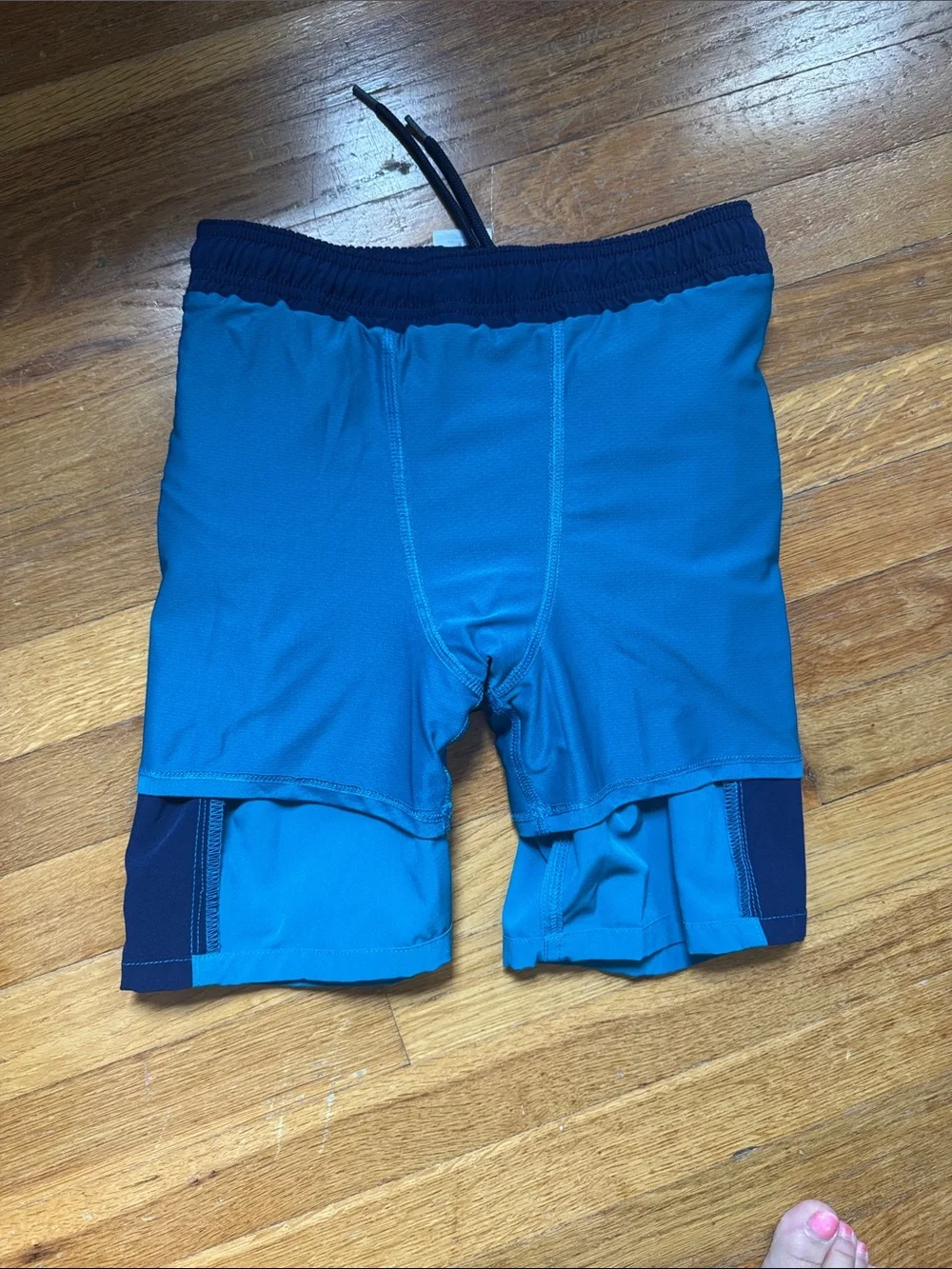 Lands' End Bright Blue swim suit with Navy Panels